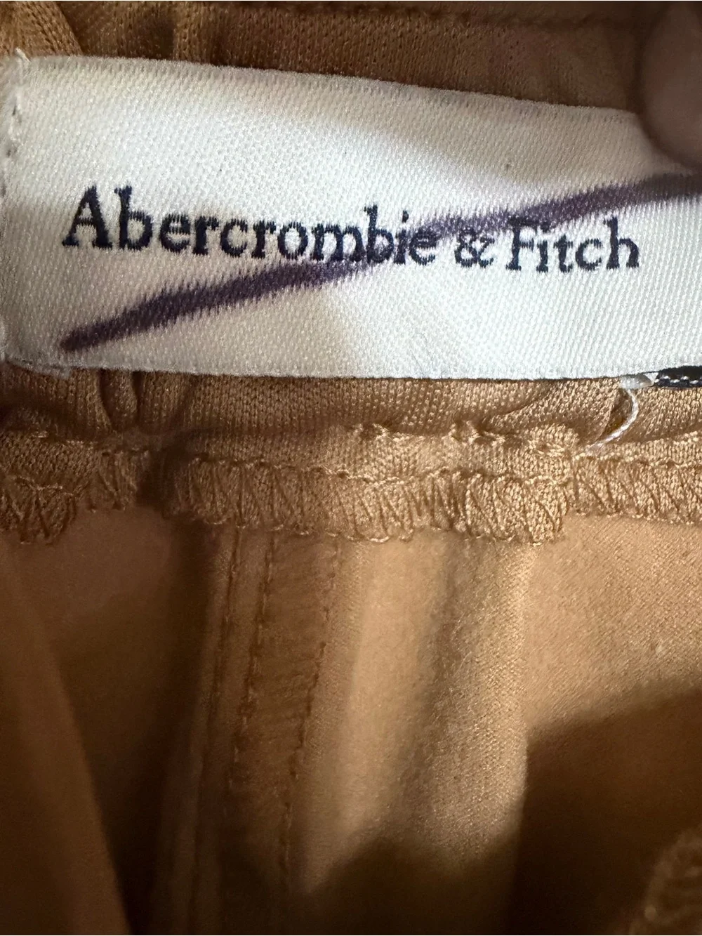 Abercrombie & Fitch Tan High-Waist Faux Leather Paperbag Shorts